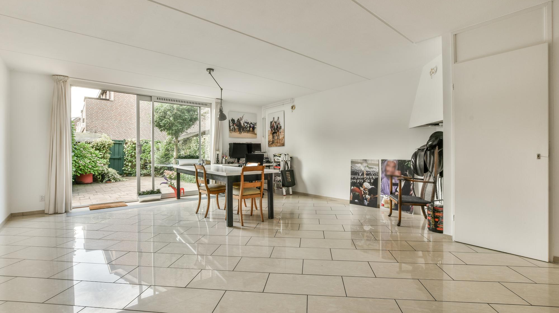 Finished living room floor with polished ceramic tile installation in Los Angeles