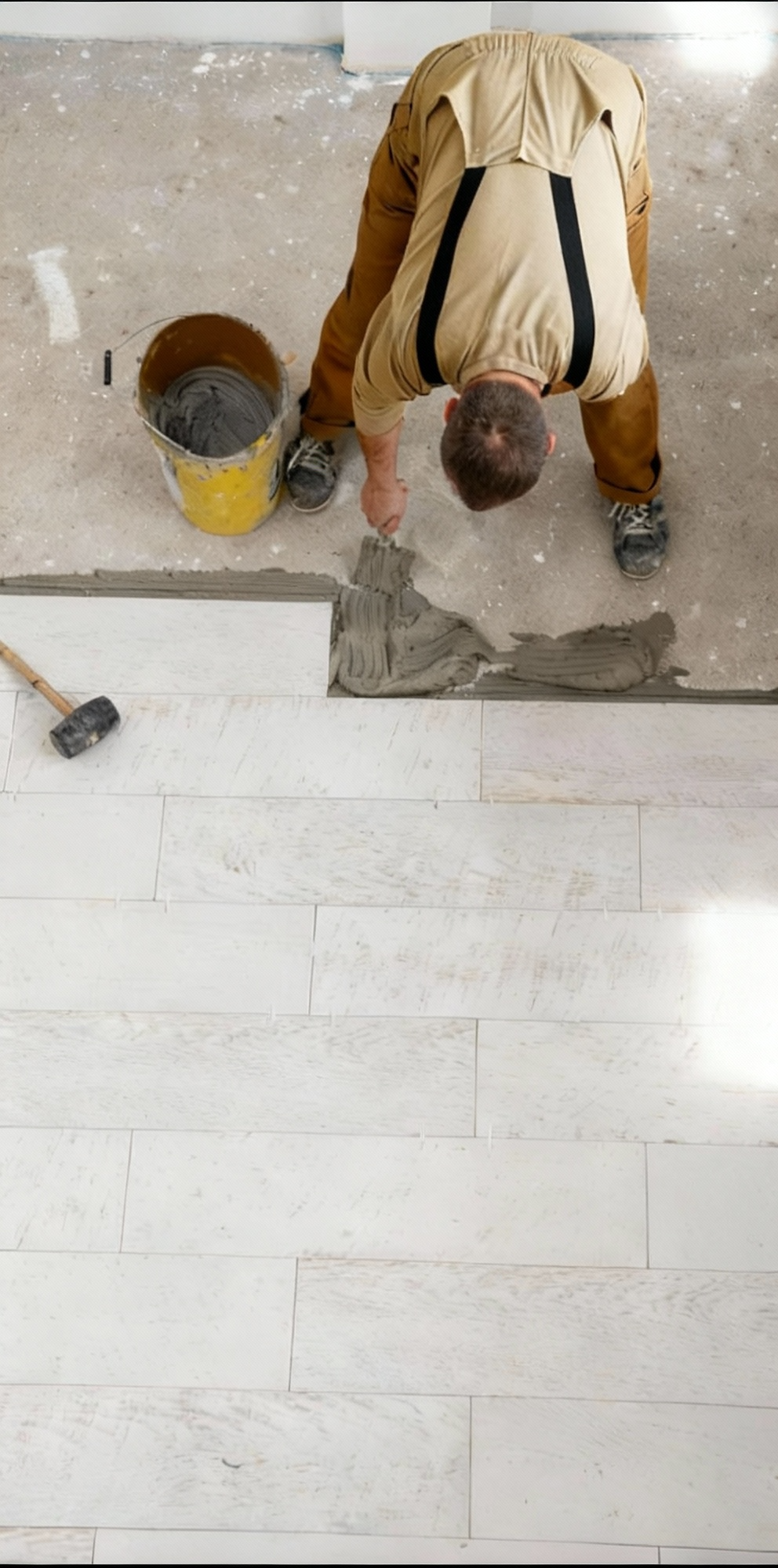 Los Angeles Tiles Worker installing Tiles on a Floor